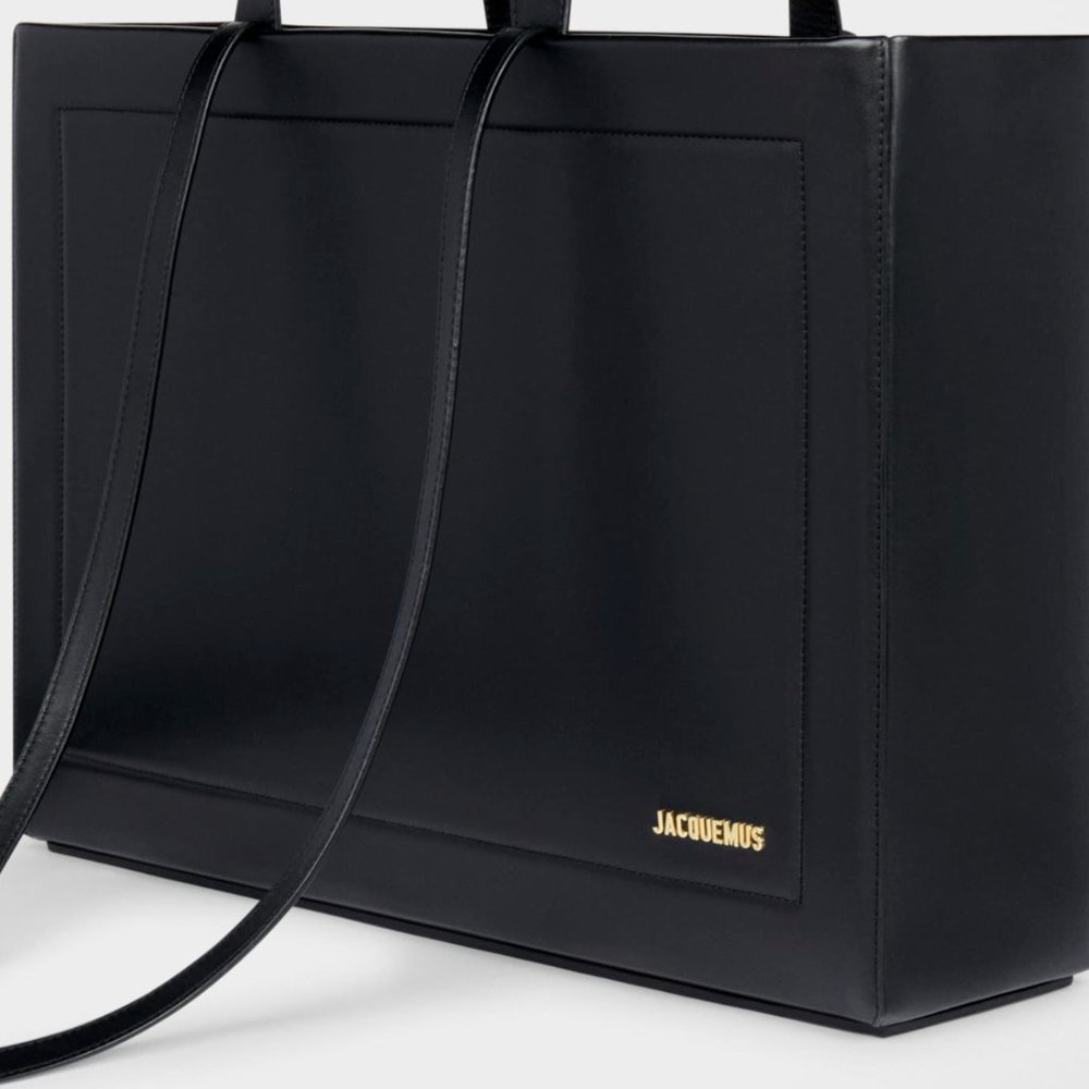 JACQUEMUS Le Cabas Neve Black Leather tote shopping bag - Picture 8 of 11